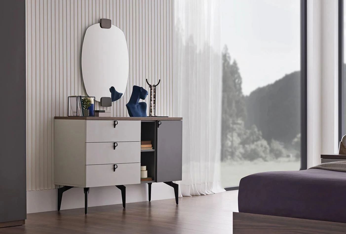 Скрин «Cordell» с три чекмеджета и шкаф, размер 120х85х46см - Image 8