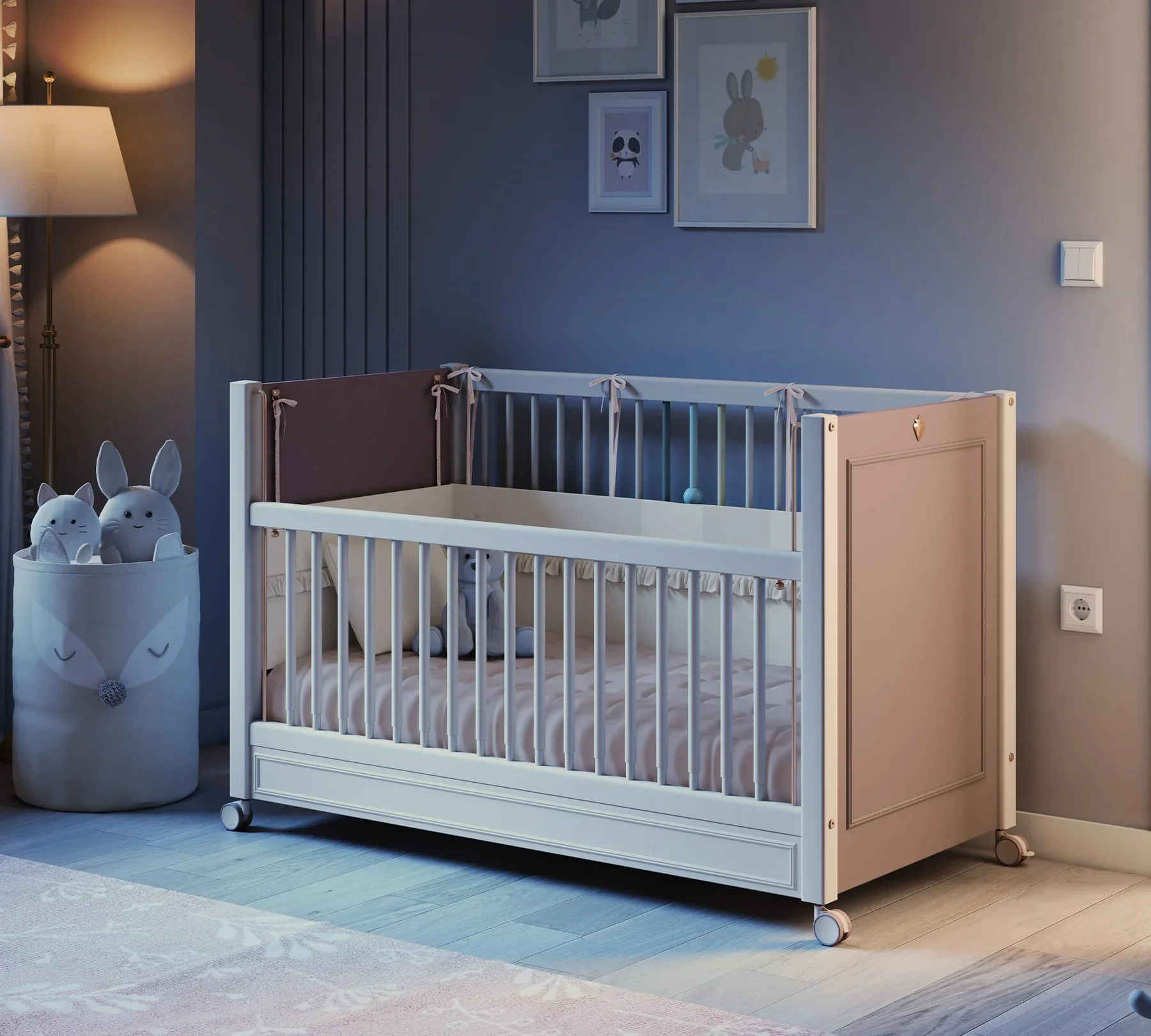 Бебешка кошара «Elegance Baby» с въртящи колелца и подвижна преграда, за матрак 60х120см - Image 3