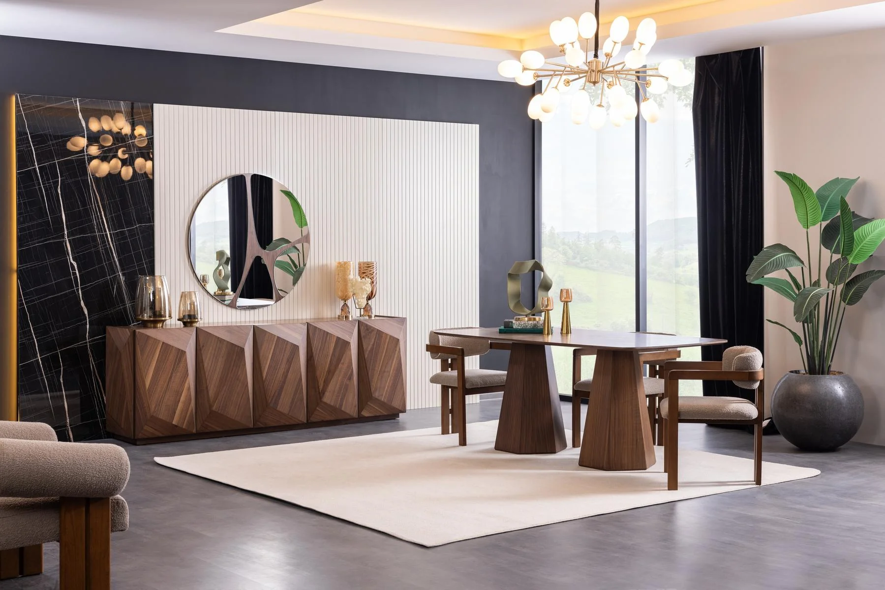 Трапезна маса «Carisma Walnut» с естествен фурнир - Image 3
