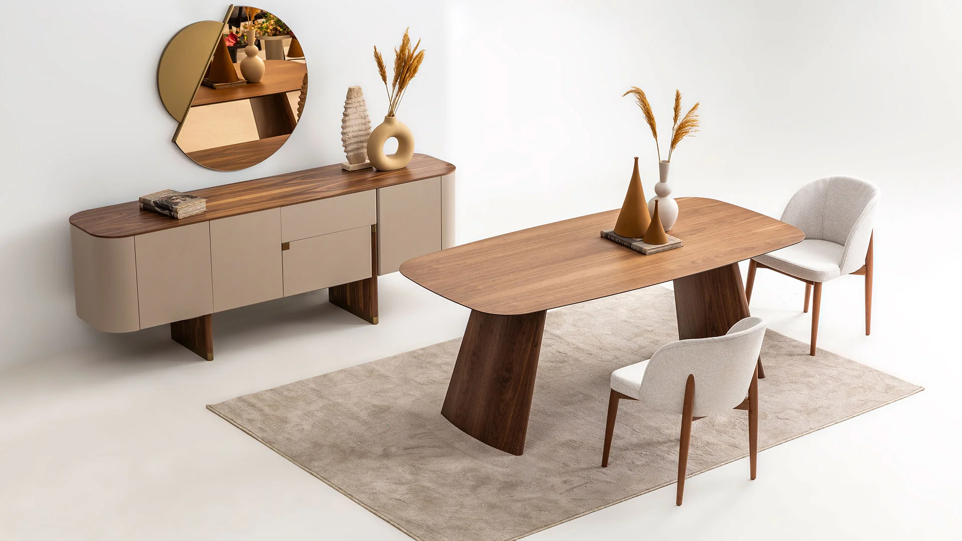 Трапезна маса «Delta Bej Walnut» + керамичен плот и естествен фурнир - Image 2