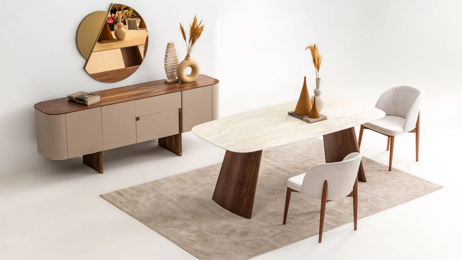 Трапезна маса «Delta Bej Walnut» + керамичен плот и естествен фурнир - Image 5
