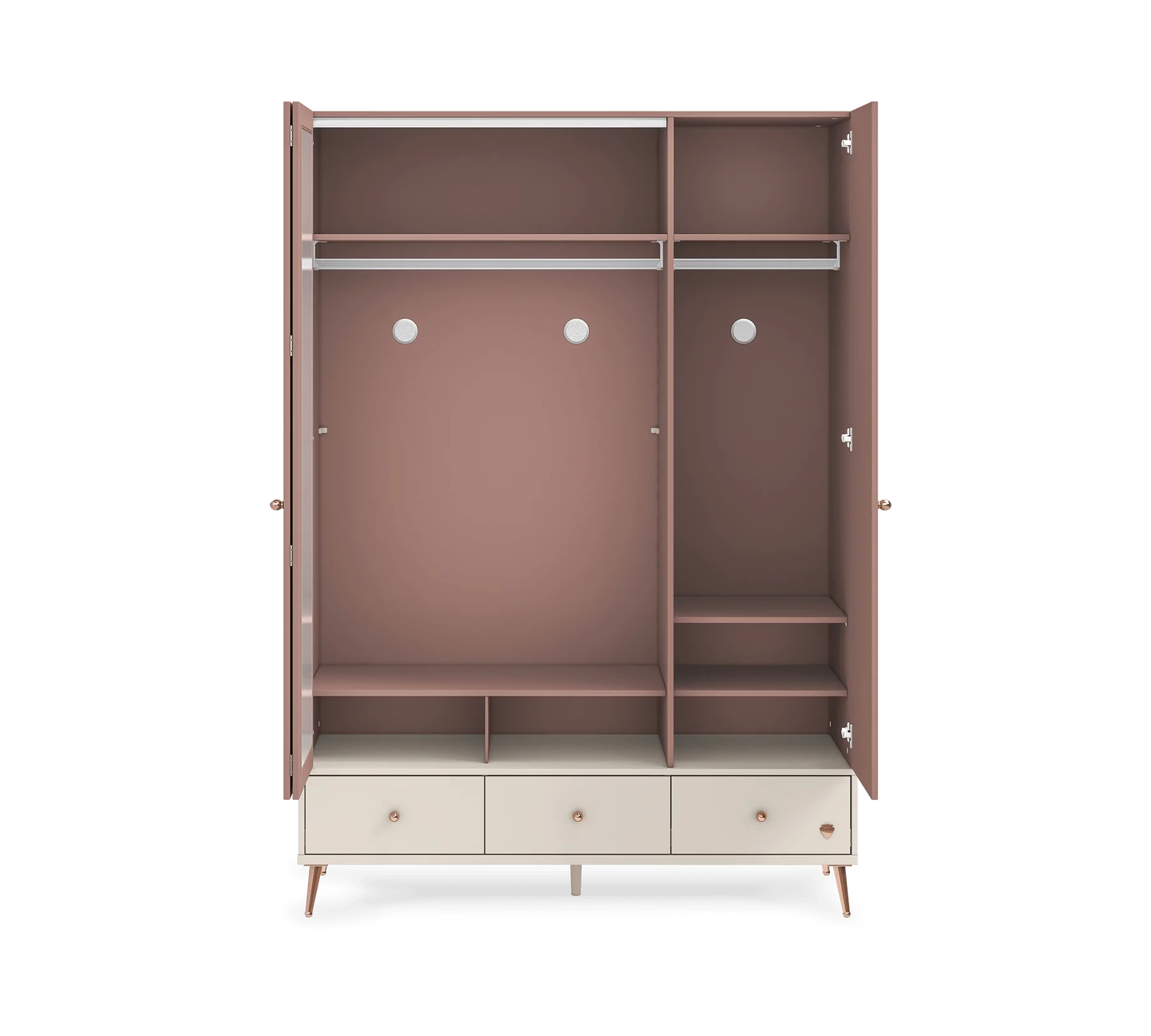Трикрилен гардероб «Elegance» с огледална врата, ширина 145см - Image 3