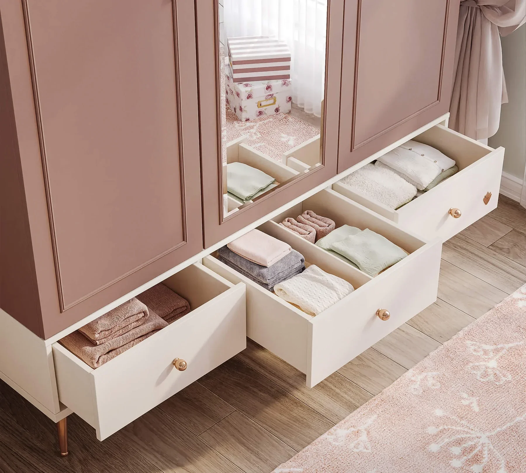 Трикрилен гардероб «Elegance» с огледална врата, ширина 145см - Image 5
