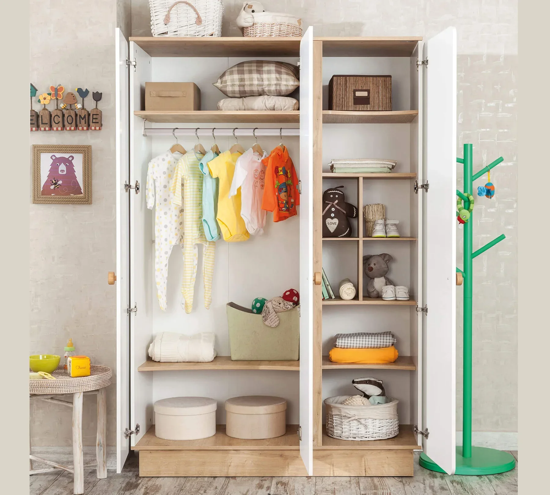 Трикрилен гардероб «Natura Baby» - ширина 136см - Image 3