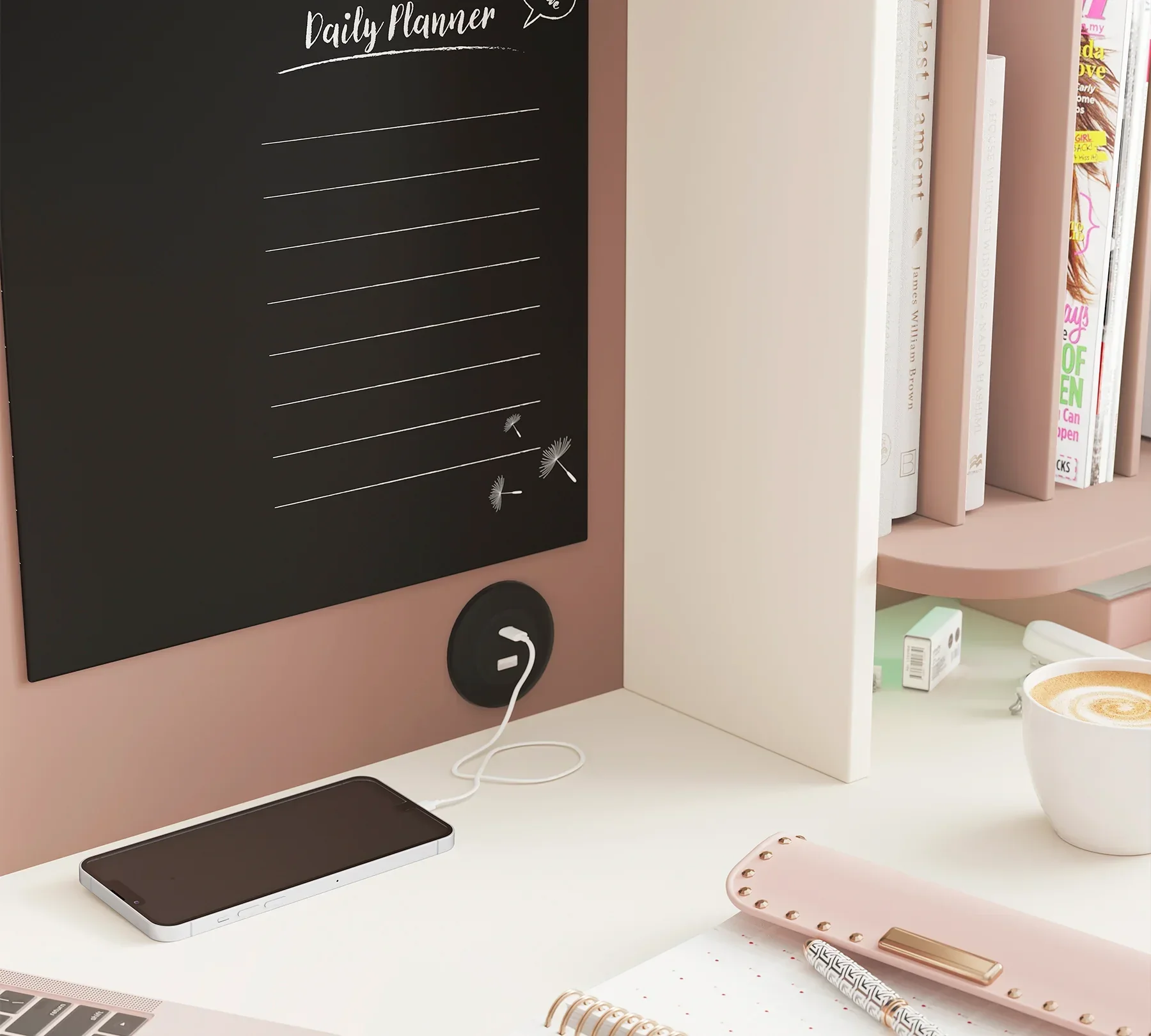 Надстройка за бюро «Elegance» + USB зарядна станция, LED осветление, размер 117х70х28см - Image 3