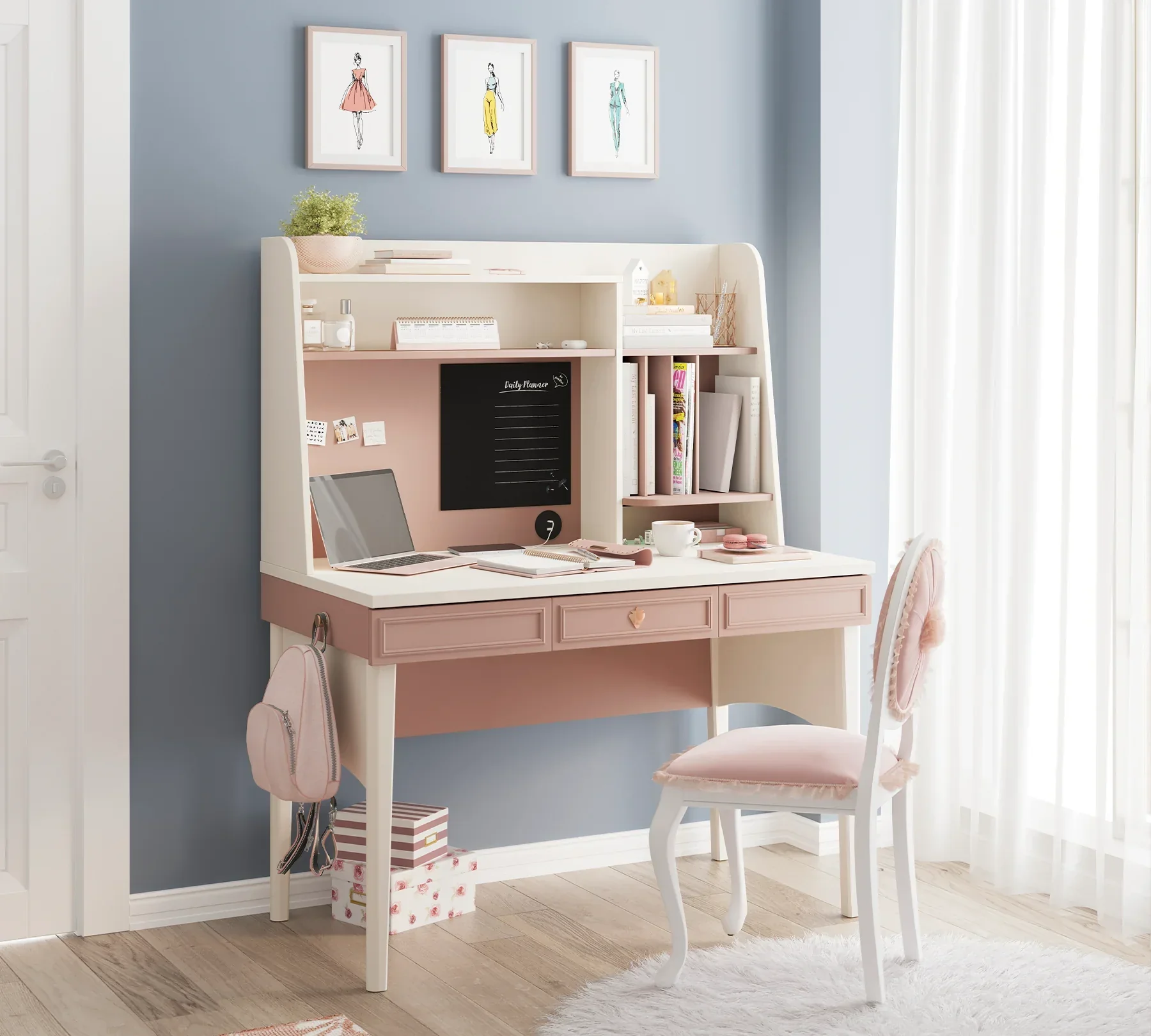 Надстройка за бюро «Elegance» + USB зарядна станция, LED осветление, размер 117х70х28см - Image 4