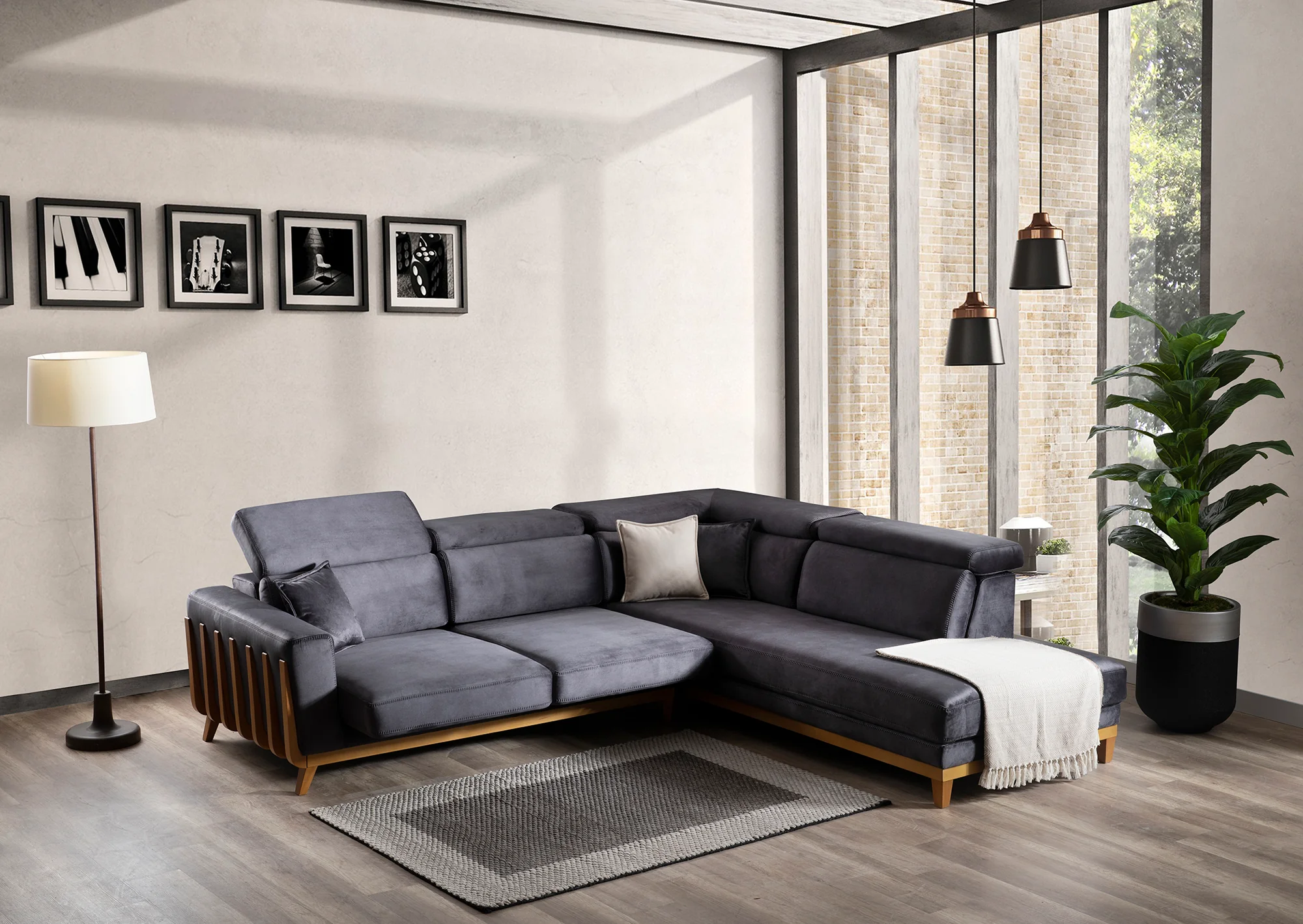 Ъглов разтегателен диван «Hunkar Lounge» + електрически механизъм, USB зарядна станция, ширина 305см - Image 2